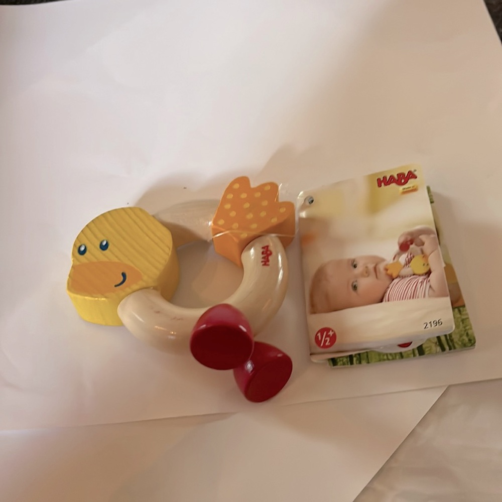 NWT HABA USA wooden Duck teether for ages 6 months and up.